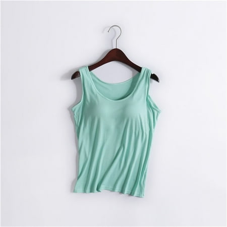 Outfmvch Camisole Tops for Women Sleeveless Shirt Corset Tops for Women Vest With Built In Bra Stretch Yoga Gym Tops Workout Tank Tops Crop Tops for Women Halter Tops for Women Mint Green XL