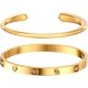 thumbnail image 1 of Pulseras de oro para mujer – 2 piezas chapadas en oro de 18 quilates con circonita cúbica de amor, pulsera de amistad de cristal, joyería, fiesta de boda, Navidad, día de San Valentín, regalos de cump, 1 of 4