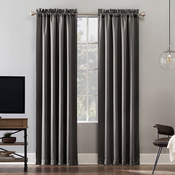 Sun Zero Malmo 2-pack Theater Grade Extreme 100% Blackout Rod Pocket Curtain Panel Pair, 52"W x 95"L, Gray