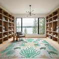 thumbnail image 2 of ODIKA 9'x12' Washable Area Rug Low Pile, Flatwoven, Starfish Nautical Ocean Wave Border Motif Seashell Turtle Reef Refined for Great Room, Indoor Concept, Large Living, 2 of 7