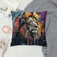 thumbnail image 2 of Orinice Lion Headphones Digital Painting Graphic Decorative Throw Pillow Cover 1PC 18x18in, 2 of 5