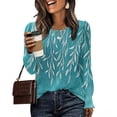 thumbnail image 2 of Ruimatai Women's Casual Round Neck Printed T-Shirt Long Sleeve Blouse Top Soft Breathable Polyester Daily Wear, 2 of 6