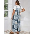 thumbnail image 7 of SHOWMALL Women’s Plus Casual Overalls Adjustable Straps Gray Patchwork 4X Baggy Pants Floral Print Wide Leg Jumpsuits with Pockets, 7 of 7