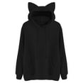 thumbnail image 4 of Duoif Chandail en Molleton Femme Coupe Décontractée Oreilles de Chat Chandail à Capuche pour Femmes Noir P, 4 of 6