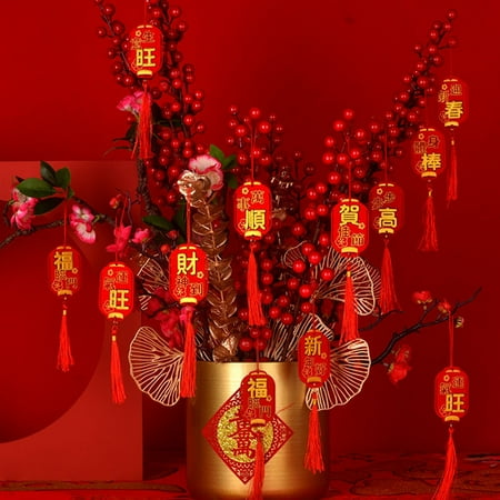 

OPOLSKI 6Pcs Chinese Lantern Ornaments Exquisite New Year Small Lantern Hanging Pendants for Home Party Decor