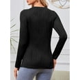 thumbnail image 5 of Fancyglim Womens Tops Long Sleeve Textured T Shirts Casual Crewneck Blouses Black L, 5 of 6