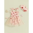 thumbnail image 4 of Suealasg Toddler Baby Girl Valentine's Day Clothes Heart Print Sleeveless Romper Dress and Headband 3M 6M 9M 12M 18M Infant Girls 2pcs Spring Outfits, 4 of 8