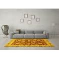 thumbnail image 3 of Ahgly Company Machine Washable Indoor Round Oriental Yellow Traditional Area Rugs, 3' Round, 3 of 4