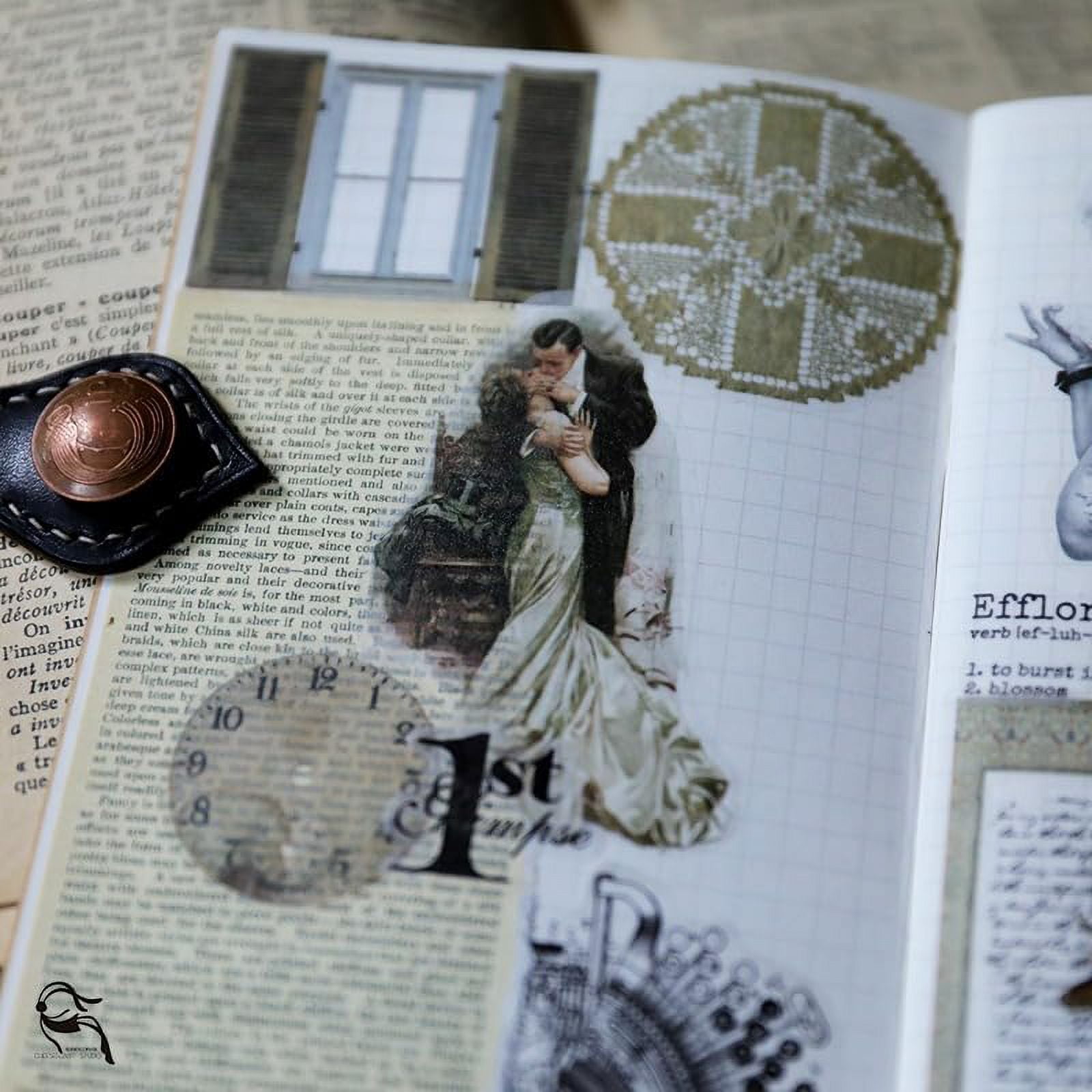 4 Packs Vintage Junk Journal Mixed Media Paper and Stickers Collage Kit Journaling Decoupage Supplies for Adults Scrapbook Craft Starter Ephemera Embellishments Photo Frame Album Art Aesthetic Decor