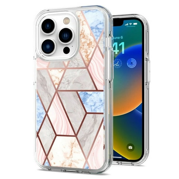 Marble Series Dual Layer Designer Case for iPhone 14 - Pink Grey