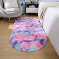 thumbnail image 6 of YJ.GWL Oval Bedside Colorful Rainbow Rugs for Bedroom Fluffy Area Rug for Living Room Fuzzy Cute Nursery Carpet Home Decor,2.6'x5.3',Rainbow Hot Pink, 6 of 6