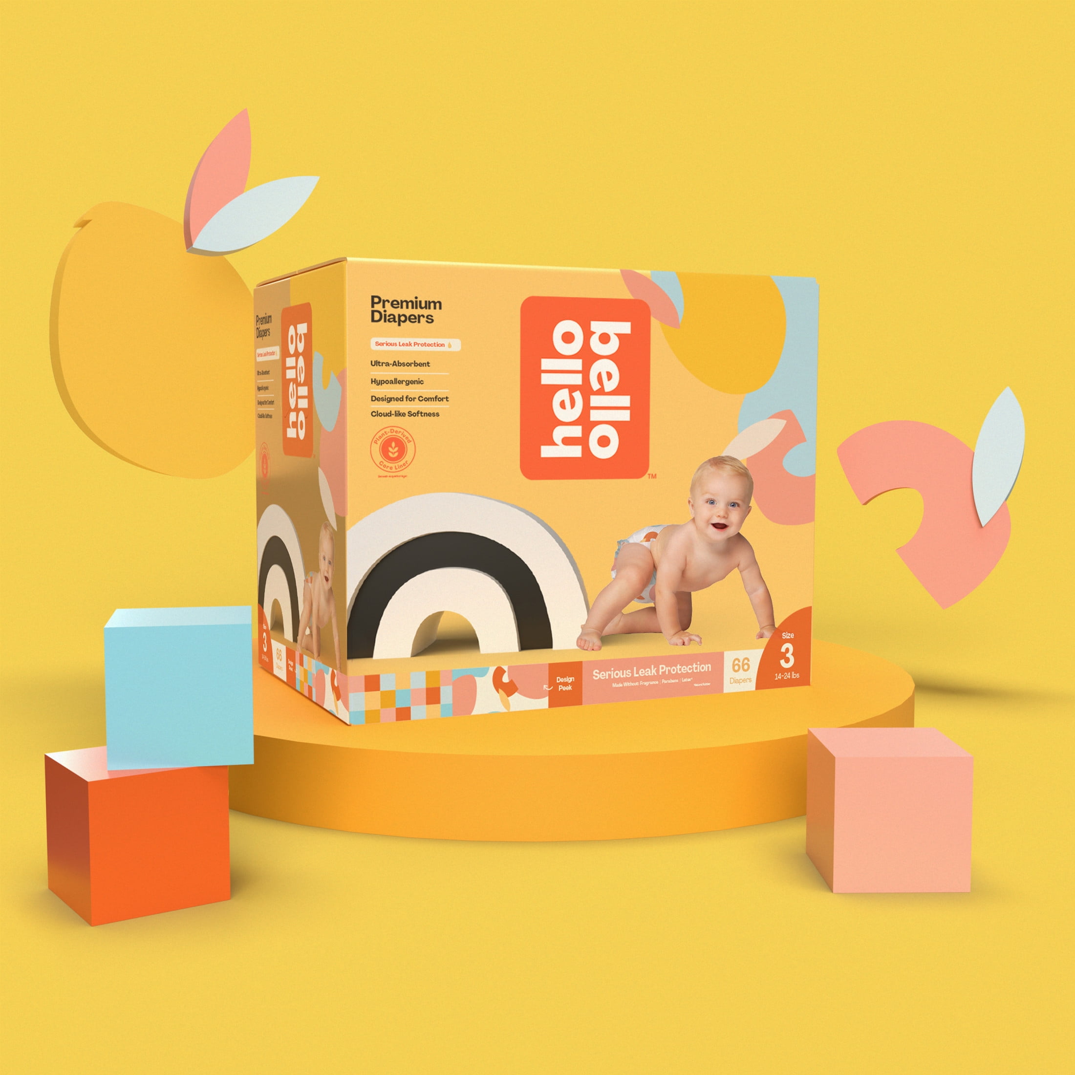 Hello Bello Premium Baby Diapers, Infant Size 3 Honeysuckle 66ct (Select for More Options)