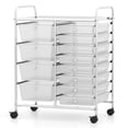 thumbnail image 7 of 12-Drawer Utility Rolling Cart with Metal Tabletop, Drawer Organizer with Wheels, Scrapbook Paper Office School Organizer,Transparent, 7 of 7