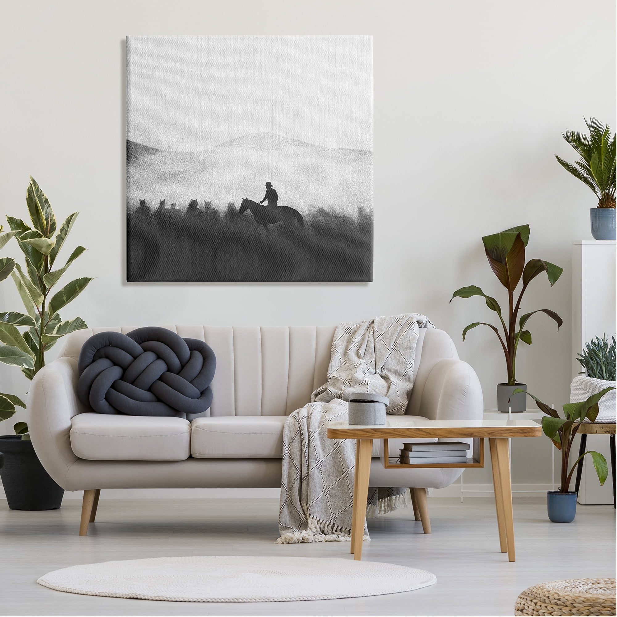 Stupell Industries Cowboy on Horseback Silhouette Animals & Insects Painting Gallery Wrapped Canvas Art Print Wall Art, 36 x 36