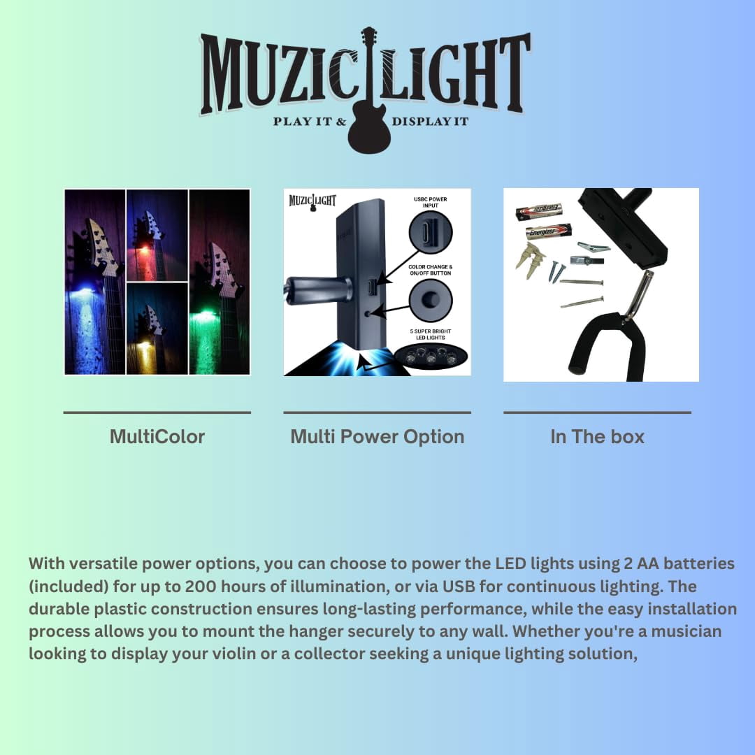 MuzicLight Guitar Wall Hanger - Blue