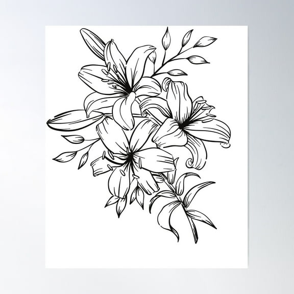 A Simple Line Detail Flowers Poster Wall Art, Modern Wall Decor For Living Room Bedroom, 8x12 UNFRAMED