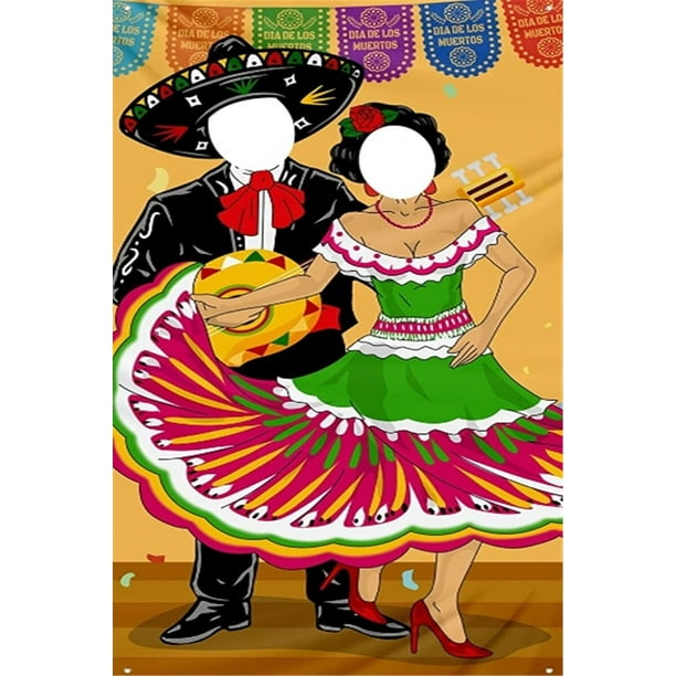 Fondo de fotografía mexicano Cinco De Mayo Fiesta pareja cara juegos foto puerta Fondo Fiesta bávara Banner Decoración xuanjing unisex