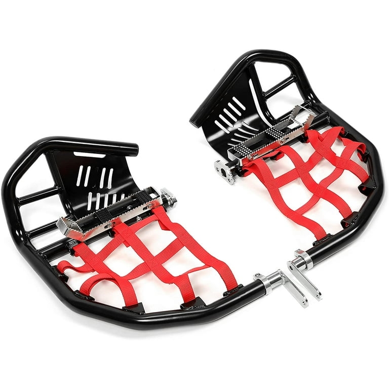 Kojem ATV Nerf Bars Pro Feet Peg Black Bars Red Nets For Honda TRX
