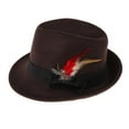 thumbnail image 5 of Men Fedora Hat Wool Felt Crushable Handmade Bowknot Feather Coffee, 5 of 6