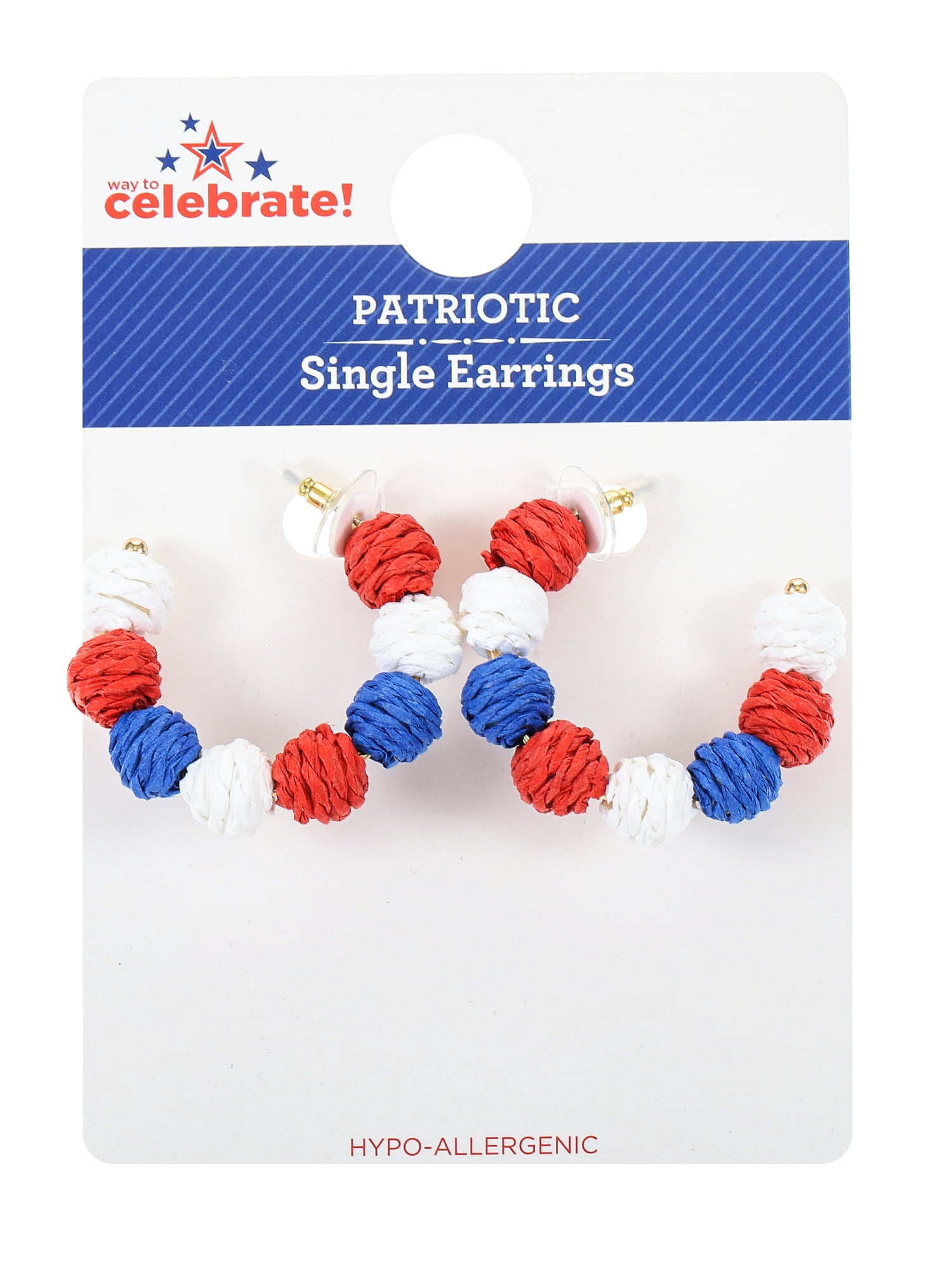 Way to Celebrate Americana Pom Pom Hoop, 1 Pair