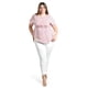 thumbnail image 5 of Blusa de corte asimetrico Roman Fashion /Tallas Extras, 5107 (Rayas rojo) rojo 38, 5 of 7
