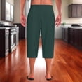 thumbnail image 6 of Brondbend Mens 3/4 Pants Cropped Pants Men Drawstring Elastic Waist Straight Leg Trousers Solid Color Leisure Relaxed Fit Going out Pants Green M, 6 of 6