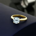 thumbnail image 3 of Gem Stone King 2.50 Ct Round Sky Blue Topaz 18K Yellow Gold Plated Silver Engagement Ring, 3 of 4