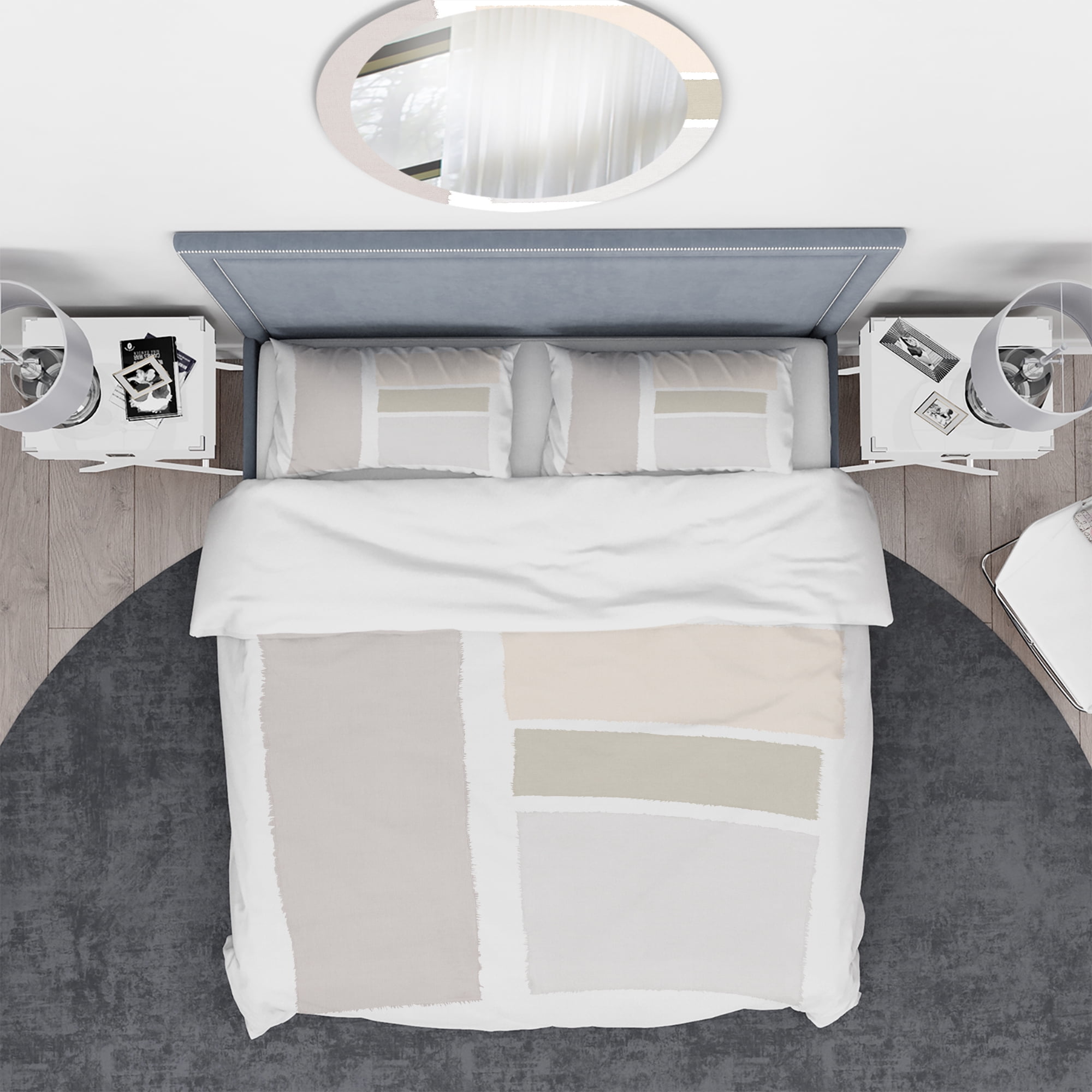 Designart 'Painted Simple Form Neutral on White' Geometric Duvet Cover Set