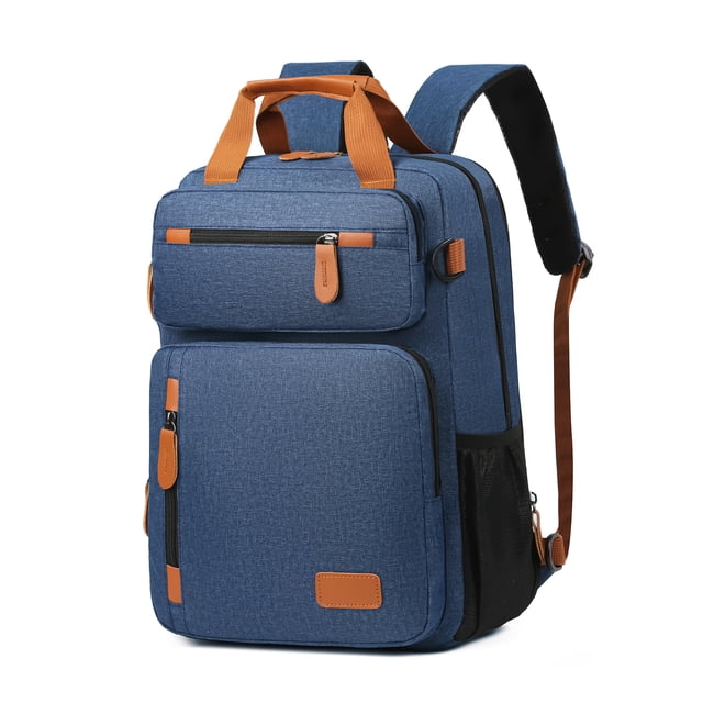 Graflsoa Vintage Style Expandable Laptop Backpack for Men - Waterproof, Durable, and Breathable with Multiple Compartments, Luggage Strap, and Ergonomic Design in Blue