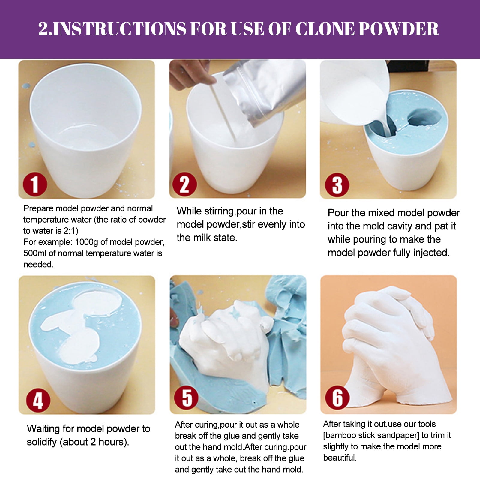 Alvantor Keepsake Hands 3D Hand Foot Casting Kit, Clone Powder Keepsake for Newborn 100 Days, 3.8oz