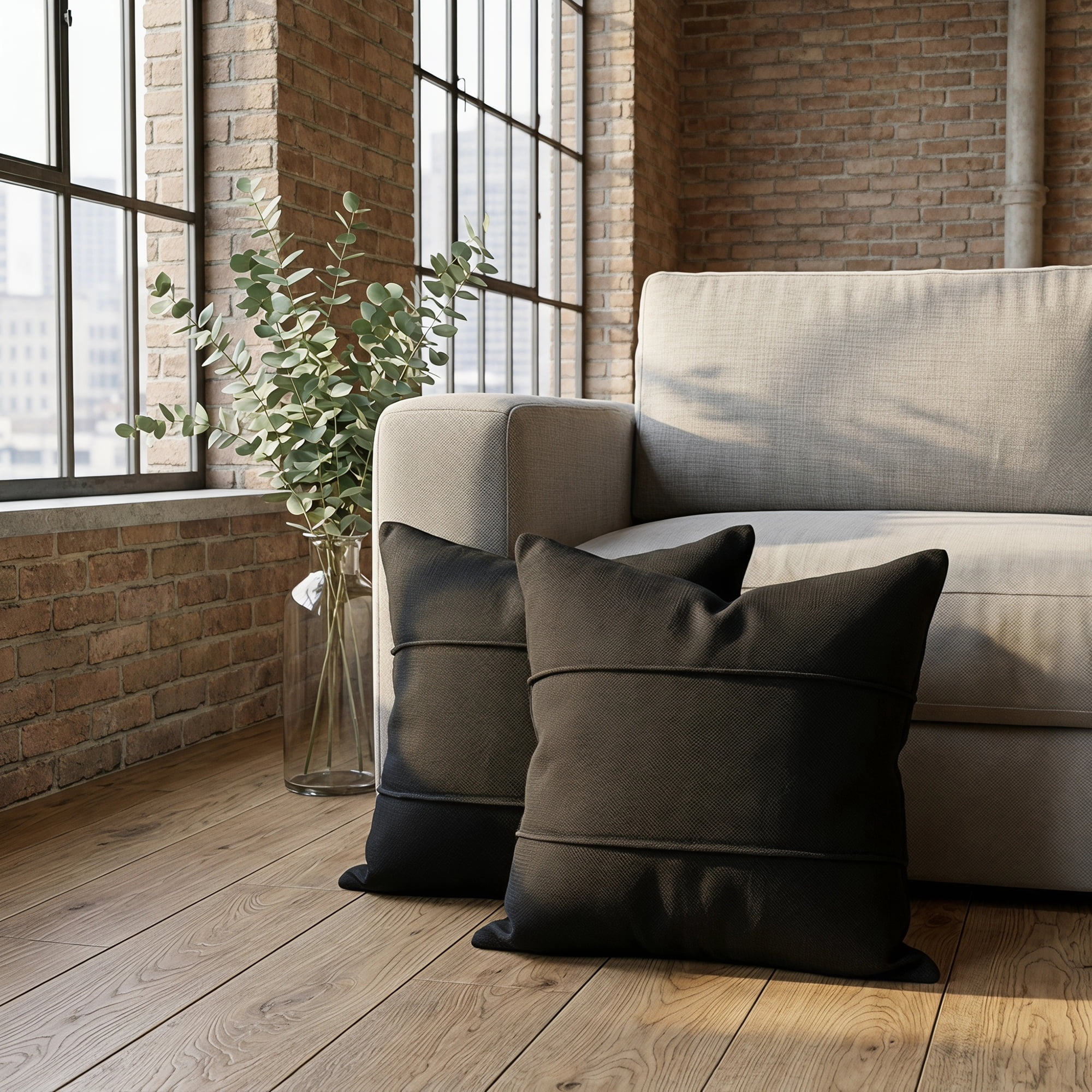 Unique Bargains 2Pcs Striped Throw Pillow Covers Soft Couch Accents Black 18"x18"