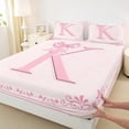 thumbnail image 3 of Castle Fairy Alphabet Bow 4-Piece Queen Dreamy Princess Monogrammed Letter Lightweight Bed Sheets, 3 of 7