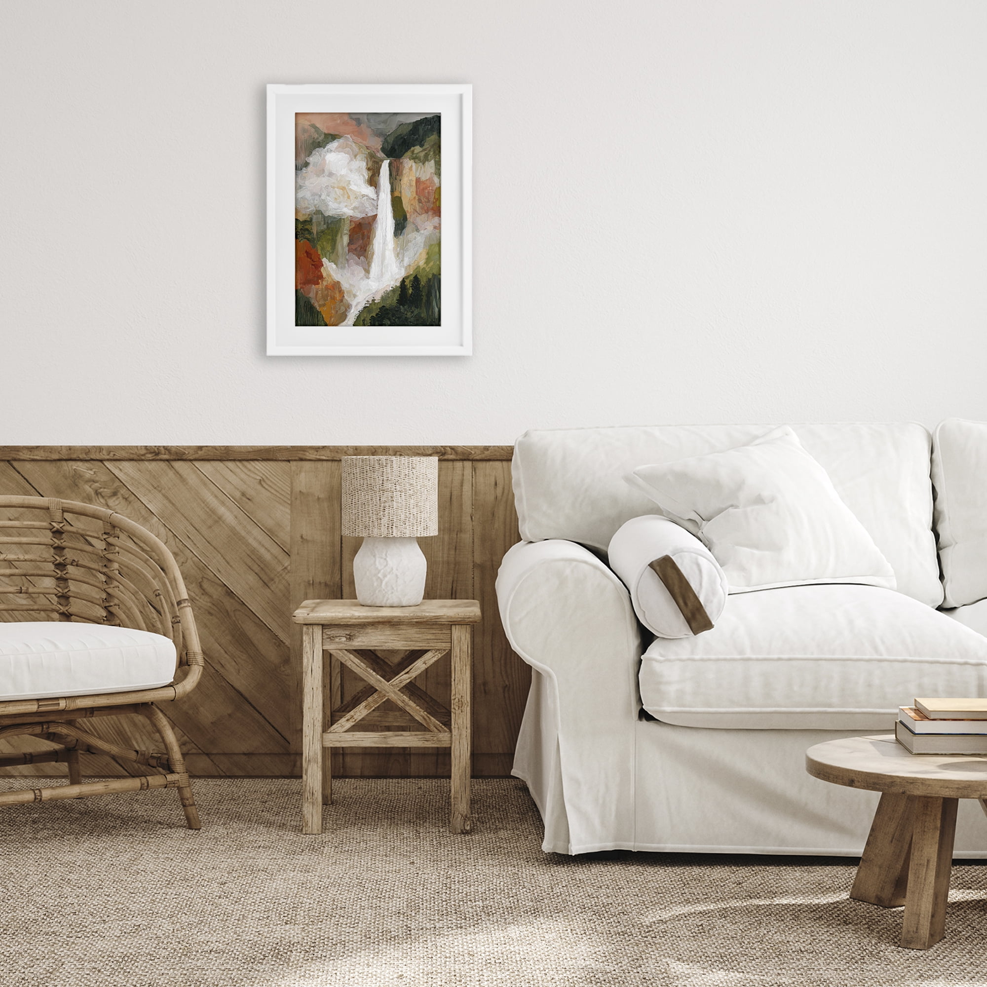 Stupell Industries Mountain Waterfall Landscape White Framed Print Under Glass, design by Chromatic Storm Studio