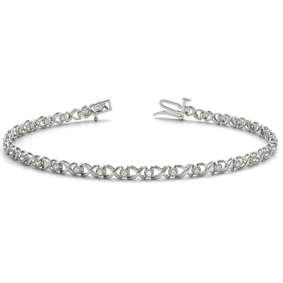 1/4 Carat TW XO Diamond Bracelet in 10K White Gold (J-K-L Color, I2-I3 Clarity)