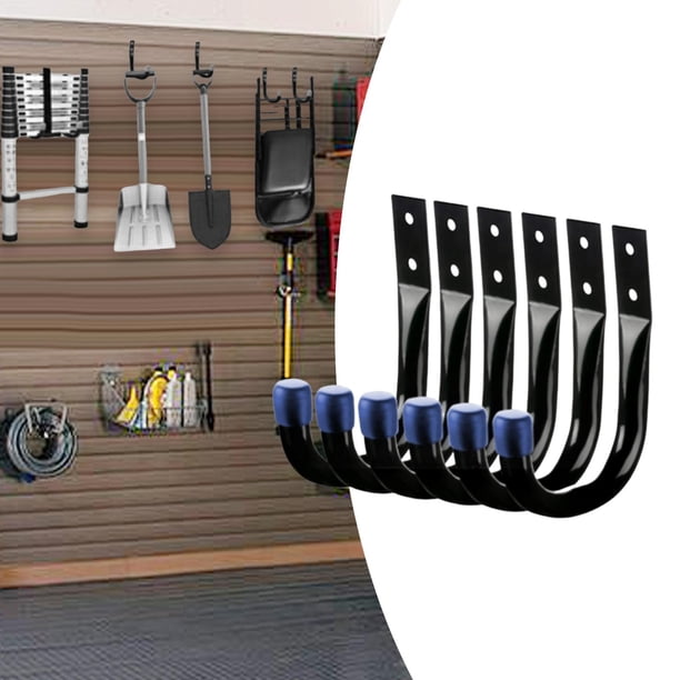 6 ganchos de almacenamiento para garaje, ganchos de pared, fáciles de instalar, de hierro, resistentes, para colgar herramientas, cuerdas, almacén y Azul