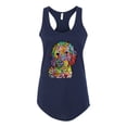 thumbnail image 3 of Dean Russo Sweet Poodle Dog Lover Ladies Racerback Tank Top, Navy, Large, 3 of 6