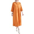 thumbnail image 1 of Vestido camisero de mujer con bolsillos Vestido con botones de manga 3/4 Camisas largas informa Abanopi Vestido de mujer, 1 of 7