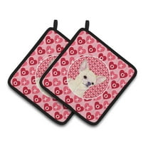 Caroline's Treasures Chihuahua Hearts Love and Valentine's Day Portrait Pair of Pot Holders
