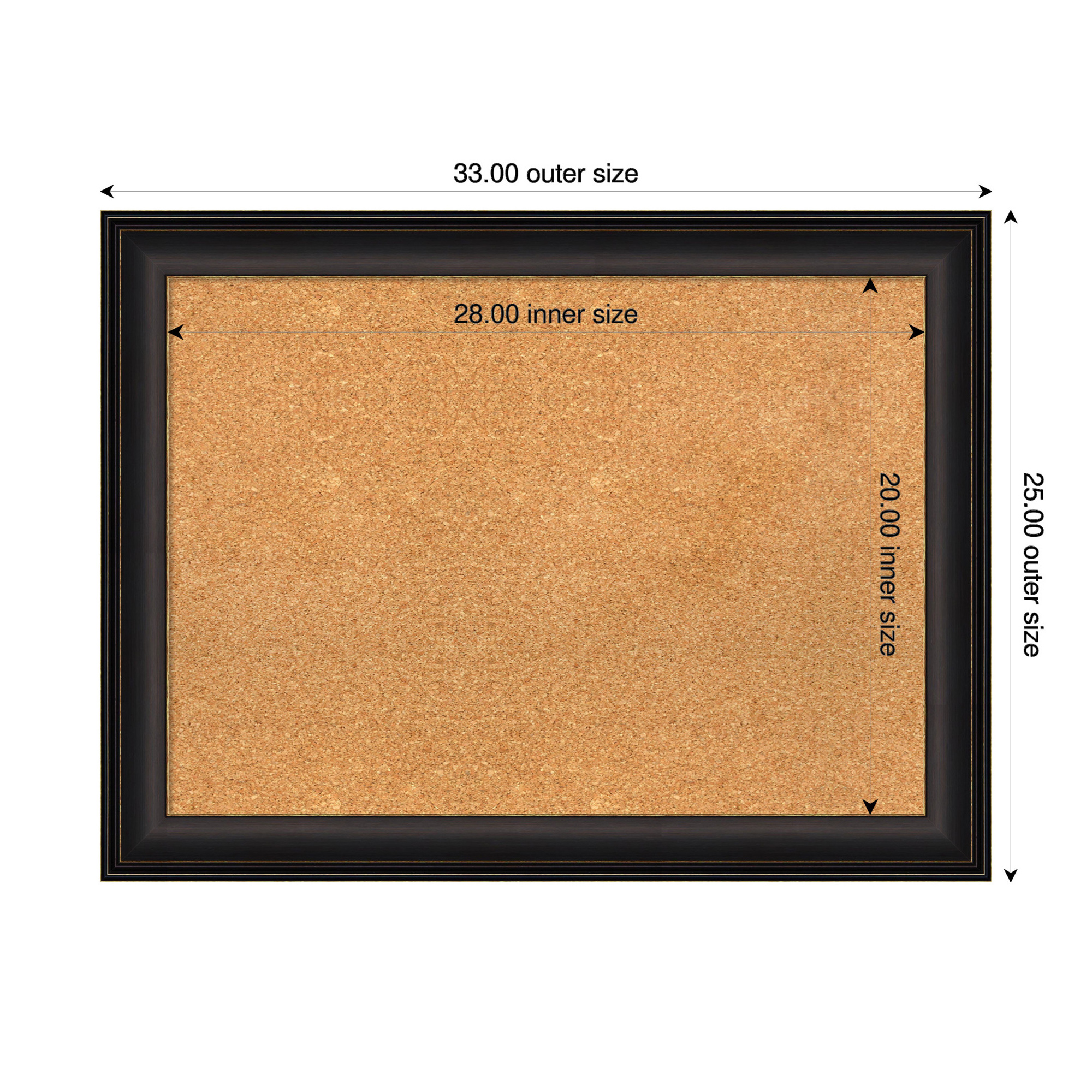 Amanti Art Natural Cork Board Framed Trio Oil Rubbed Bronze Bulletin Board 33 in. x 25 in.