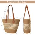 thumbnail image 6 of Pleneal Straw Bag For Women, Summer Straw Beach Handbags Large Shoulder Purses Woven Tote Bag,Beige and Khaki Stripe, 6 of 6