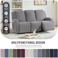 thumbnail image 4 of Timeles Recliner Covers, Stretch Reclining Chair Covers, Recliner Sofa Slipcovers Stripe Jacquard Recliner Couch Covers Furniture Protector Covers for Pet Kid (3 Seater, Light Gray), 4 of 7