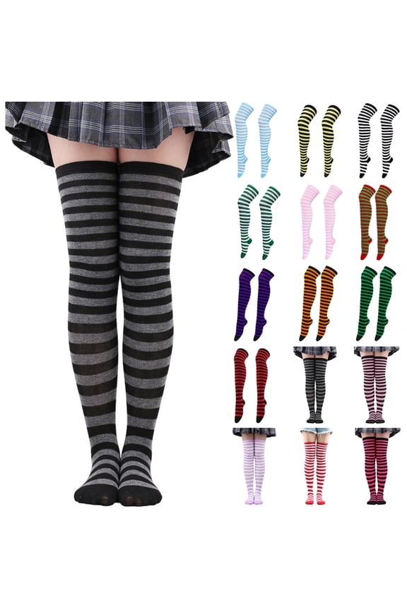 Christmas Stockings Women Fine Striped Thigh High Stockings Over Knee High Socks Halloween Festival high long Socks Leg Warmers For Women