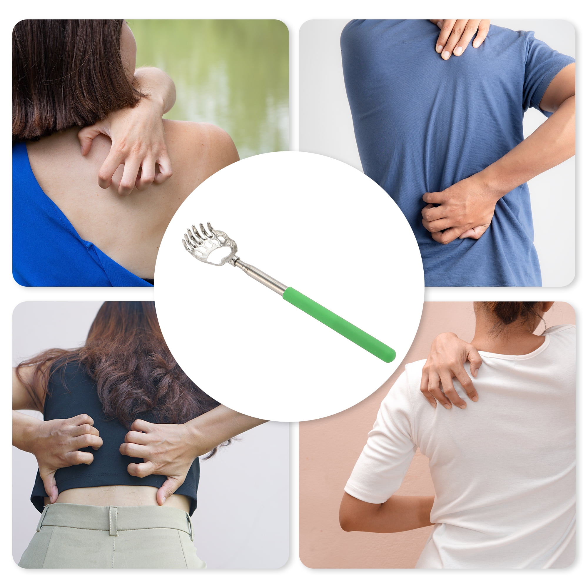 Unique Bargains 1 Pc Extendable Back Scratcher for Bathroom Green