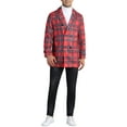 thumbnail image 2 of INSPIRE CHIC Plaid Overcoat for Men's Notch Collar Single Breasted Checked Winter Trench Coat S Red, 2 of 6