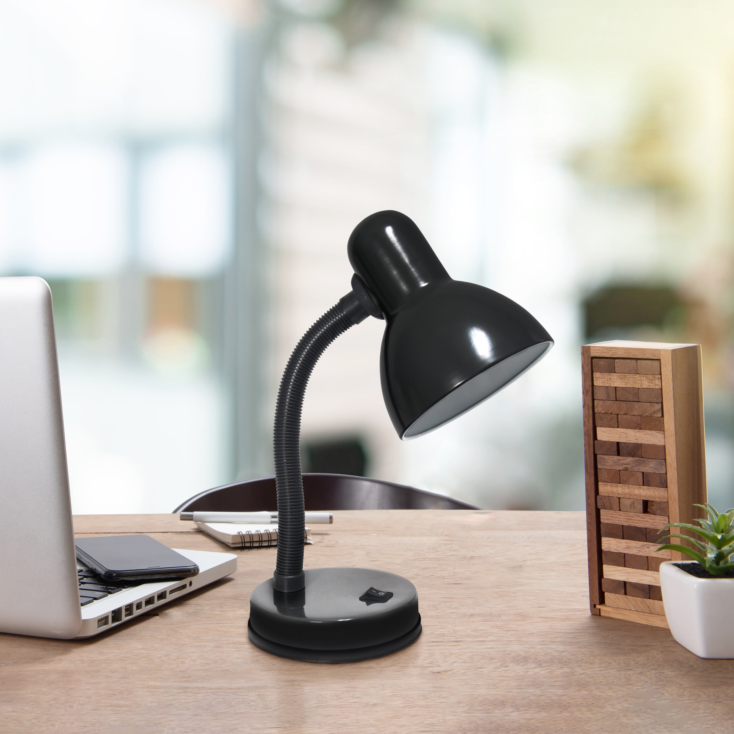 Creekwood Home 14.25" Traditional Desk Lamp with Flexible Gooseneck with LED Bulb, Black