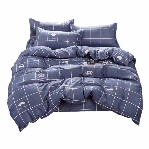 Maplenight Premium Full Size 4-Piece Soft & Breathable Printed Bedding Set – Stylish, Durable & Easy Care Blue