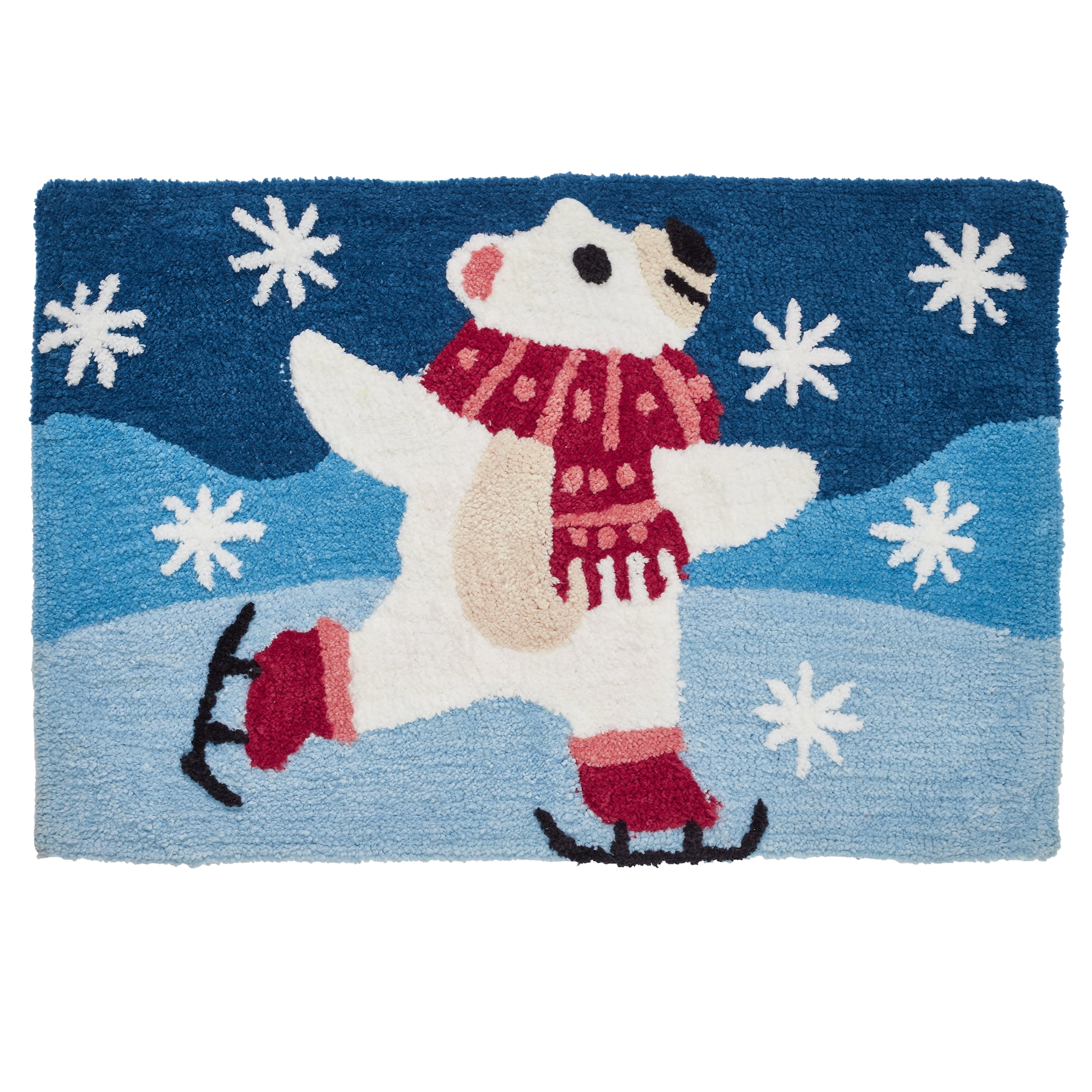 Holiday Time Polar Bear Navy Cotton/Polyester Bath Rug Set, Non-Slip, 3 Pieces