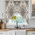 thumbnail image 3 of Swag Valance Curtains for Windows, Brown Blue Boho Light Filtering Kitchen Curtains with Rod Pocket, Southwestern Geometric Ethnic Decorative Window Treatment Valances for Living Room, 36x45 - 2 PCS, 3 of 9