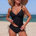 thumbnail image 2 of Bathing Suits for Women Adjustable Straps V Neck Tank Top with Tie Side Bottom 2 Piece Tummy Control Swimsuit, 2 of 6
