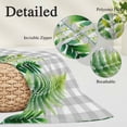 thumbnail image 2 of Spring Leaves Pillow Covers, Linen Long Throw Pillow Case, Pastoral Garden Botanical Gray Plaid Holiday Pillow Protector Decorative Cushion Cover for Living Room/Bedroom 16" x 24", 2 of 8